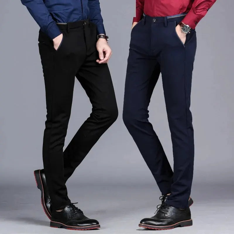 Men's Elastic Straight Pants Business Casual Long Suit Pants Male Form