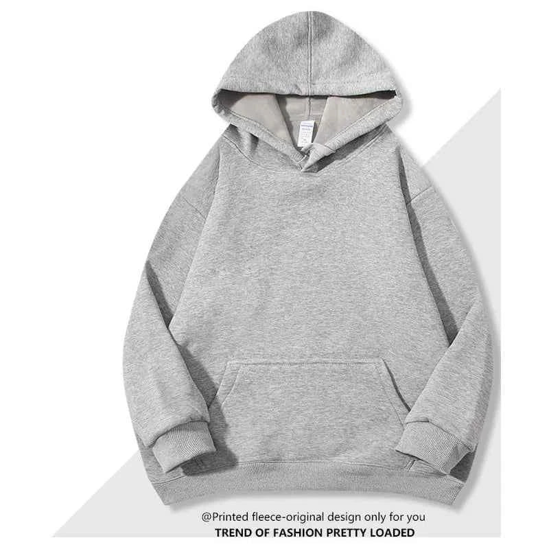 Oversized Basic Hoodie Men 450g Fleece thicken Loose Solid Unisex Autumn Winter Warm Women Sweatshirts Hooded Pullovers Male Top