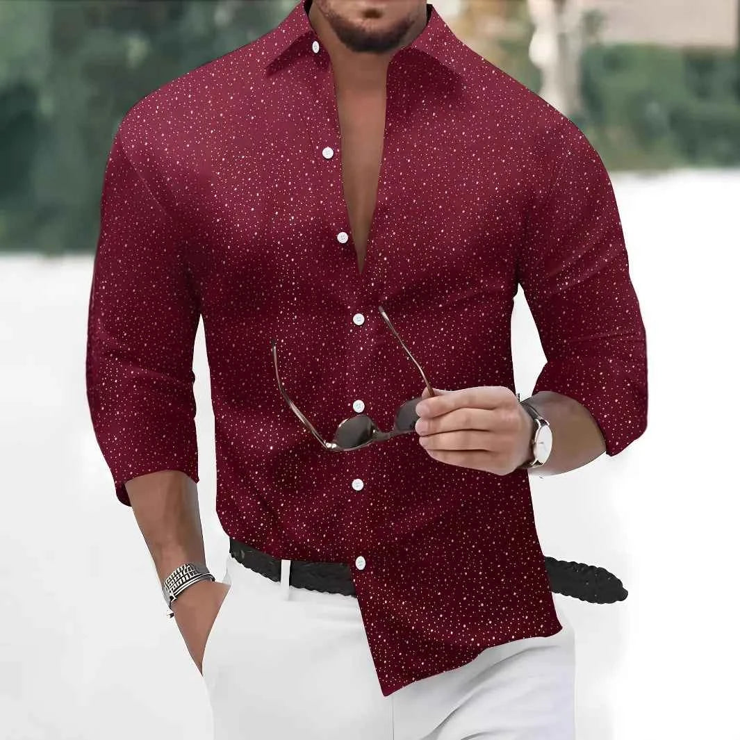 European and American men's shirts - Trendy sport and casual fashion - Decorated with gold printing - Casual wear style - Long s