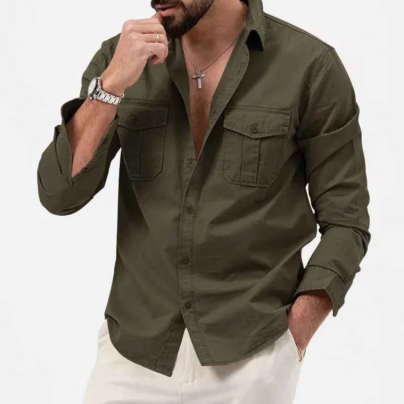 Men Shirt Mens Business Casual Shirts 2020 New Arrival Men Famous Brand Clothing Army Green Long Sleeve Camisa Masculina