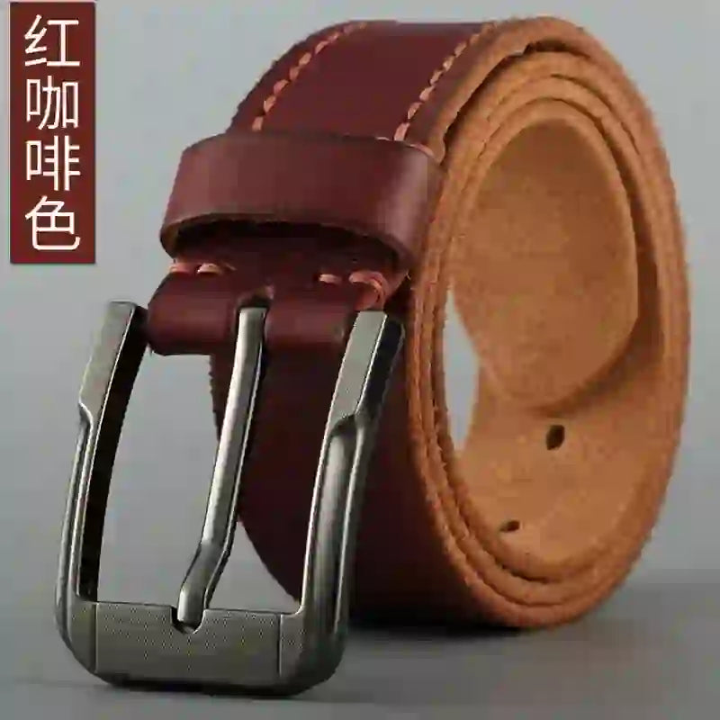 Belt men's genuine leather pin buckle men's leather belt business midd