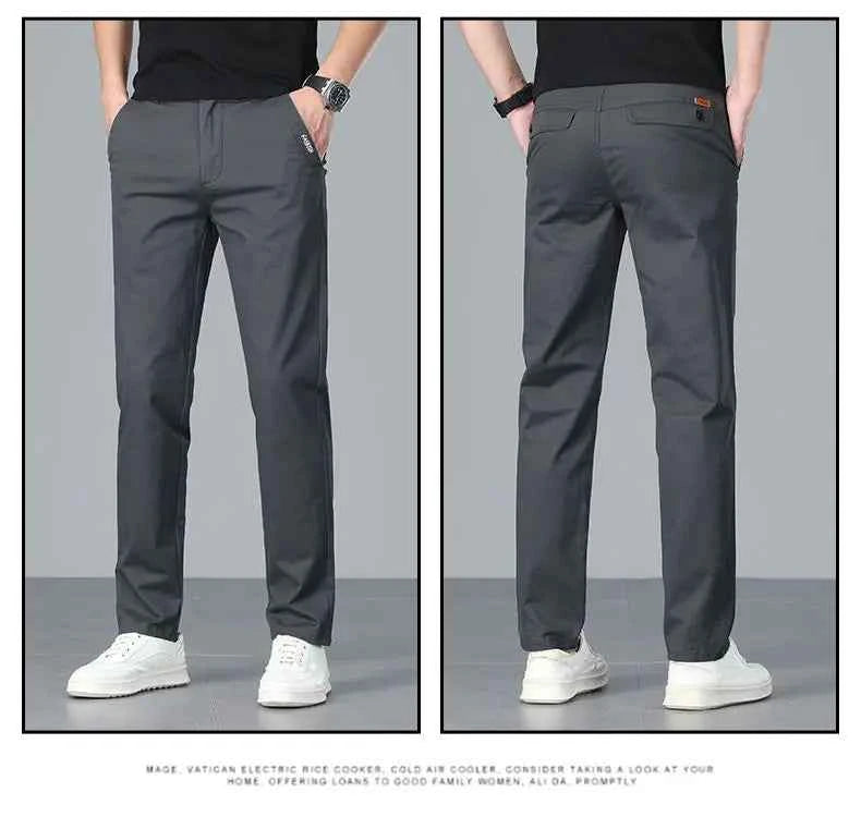 Men's casual pants 2025 New Spring and autumn casual straight business outdoor workwear thick cotton-like long pants