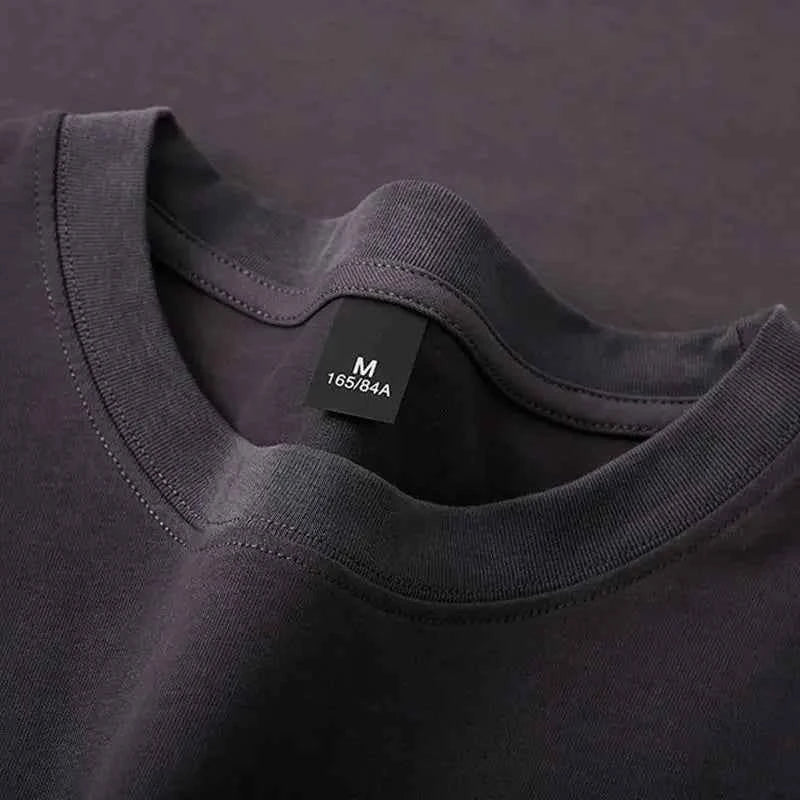 Cotton 600G Heavyweight Pure Cotton Short Sleeved T-shirt for Men and Women Half Sleeved Summer Solid Color Thick Loose T-shirt