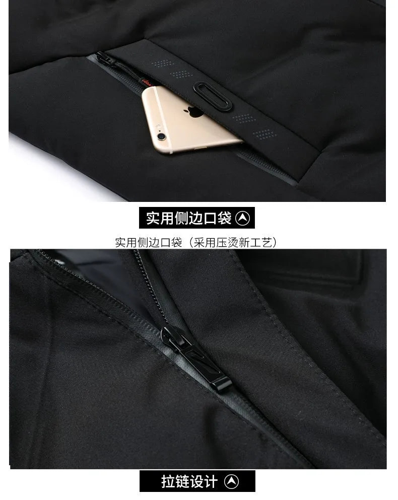 Top Grade Designer New Brand Men Parka Jacket Casual Fashion Hooded Pu