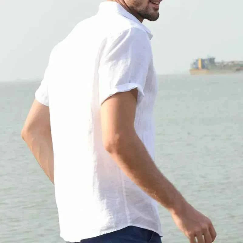 Mens Short Sleeve Button Up Shirt Top Casual White Summer Shirt Oversize Boys Tops Cotton Streetwear Xxxl Xxxxl Shirts for Men