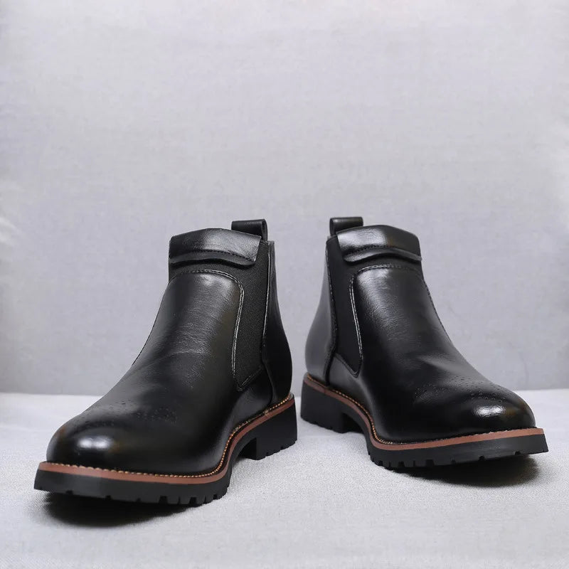 Chelsea Boots Men | Leather Ankle Boots | British Brogue Shoes