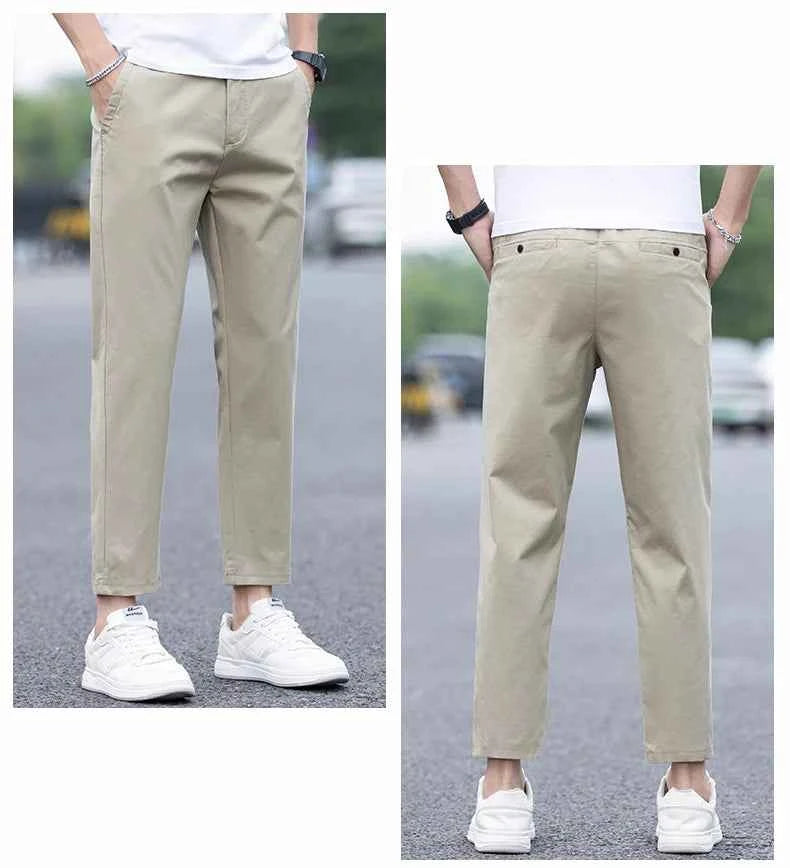 Mens Clothes Spring Summer Thin Casual Pants Men Slim Fashion Stretch Business Korean Trousers Social Leisure Ankle Length Pants