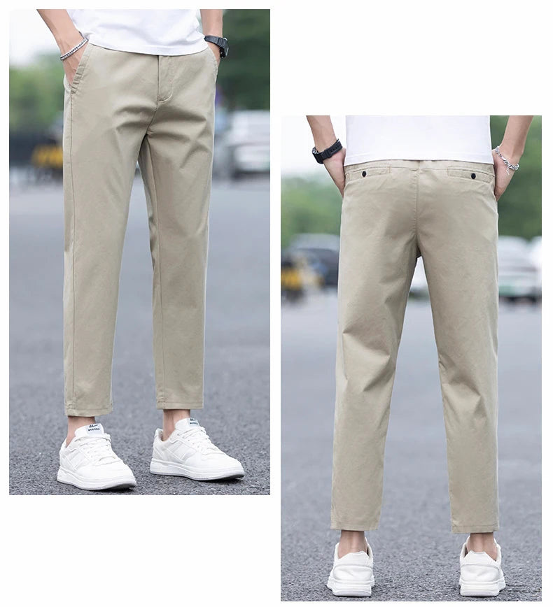 Herrkläder Vår Sommar Tunna Casualbyxor Herr Slim Mode Stretch