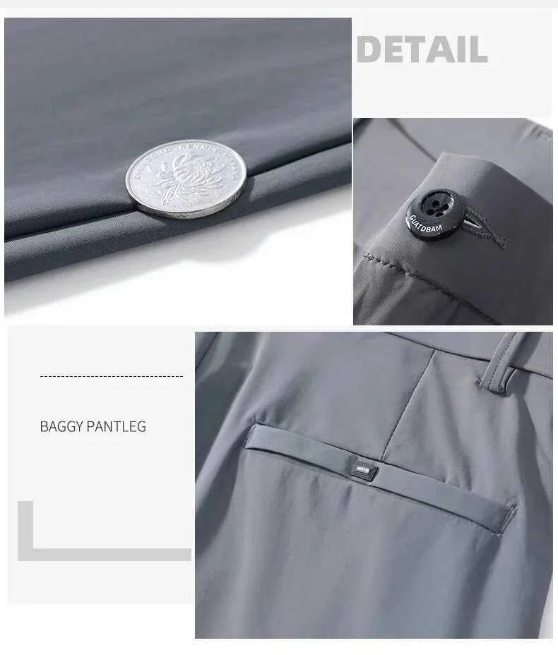 Men's Thin Slim Straight Casual Pants Business Leisure Classic Spring Summer Trousers Brand Clothing Elasticity Male Pants