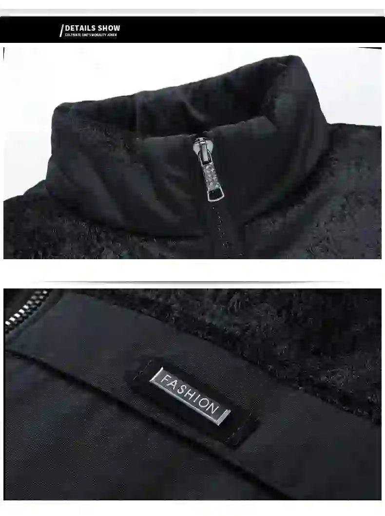 Puffer Jacket Men's Plush Thickened Parkas Stand Collar Jacket Men's C