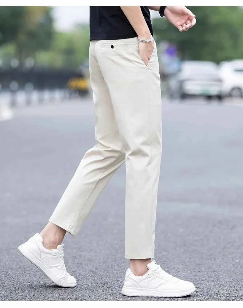 Mens Clothes Spring Summer Thin Casual Pants Men Slim Fashion Stretch Business Korean Trousers Social Leisure Ankle Length Pants