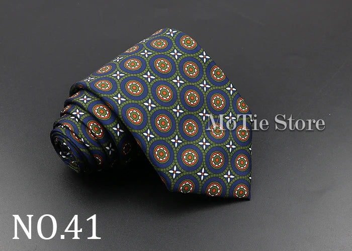 Men's Fashion Silk Tie 7. Soft Novelty Tie Blue Green Orange Color Tie