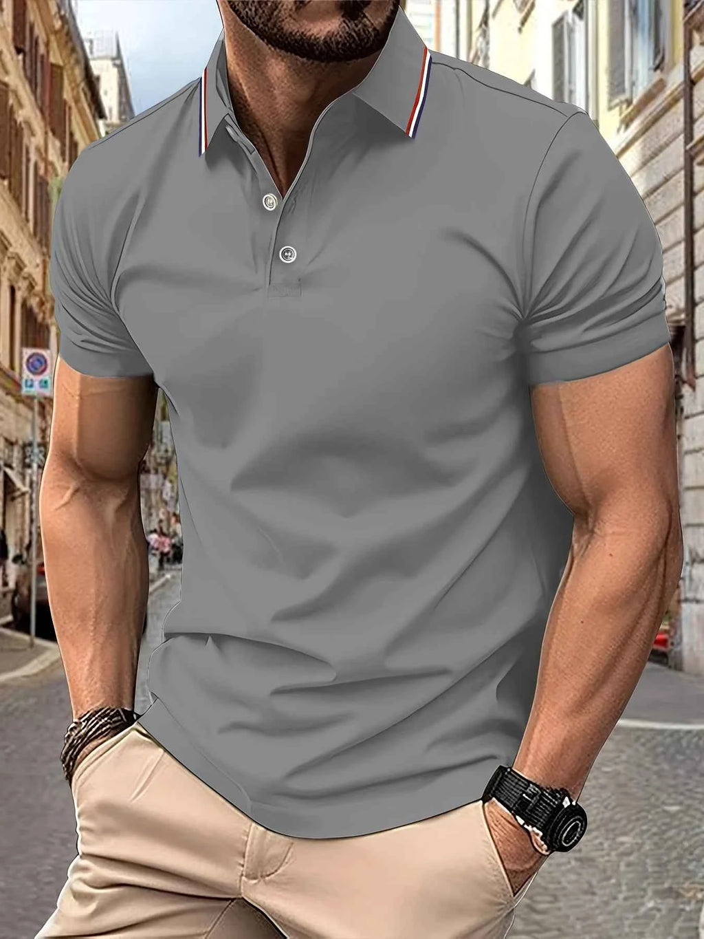 Mens Polo Shirt 2025 New Short Sleeve Summer Top Classic Collar Stripe Trim Wrinkle Free Easy Care Daily Office Business Wear