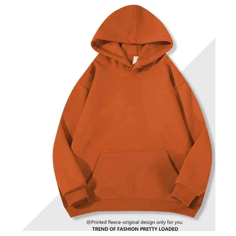 Oversized Basic Hoodie Men 450g Fleece thicken Loose Solid Unisex Autumn Winter Warm Women Sweatshirts Hooded Pullovers Male Top