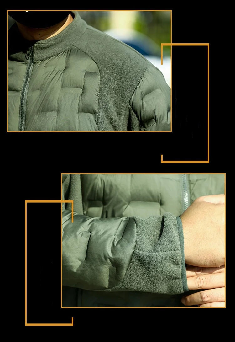 Men Winter Tactical Fleece Jacket Multi-pockets Windproof Warm Sports Coat Cotton Fleeced Clothing Outdoor Hiking Heating Jacket