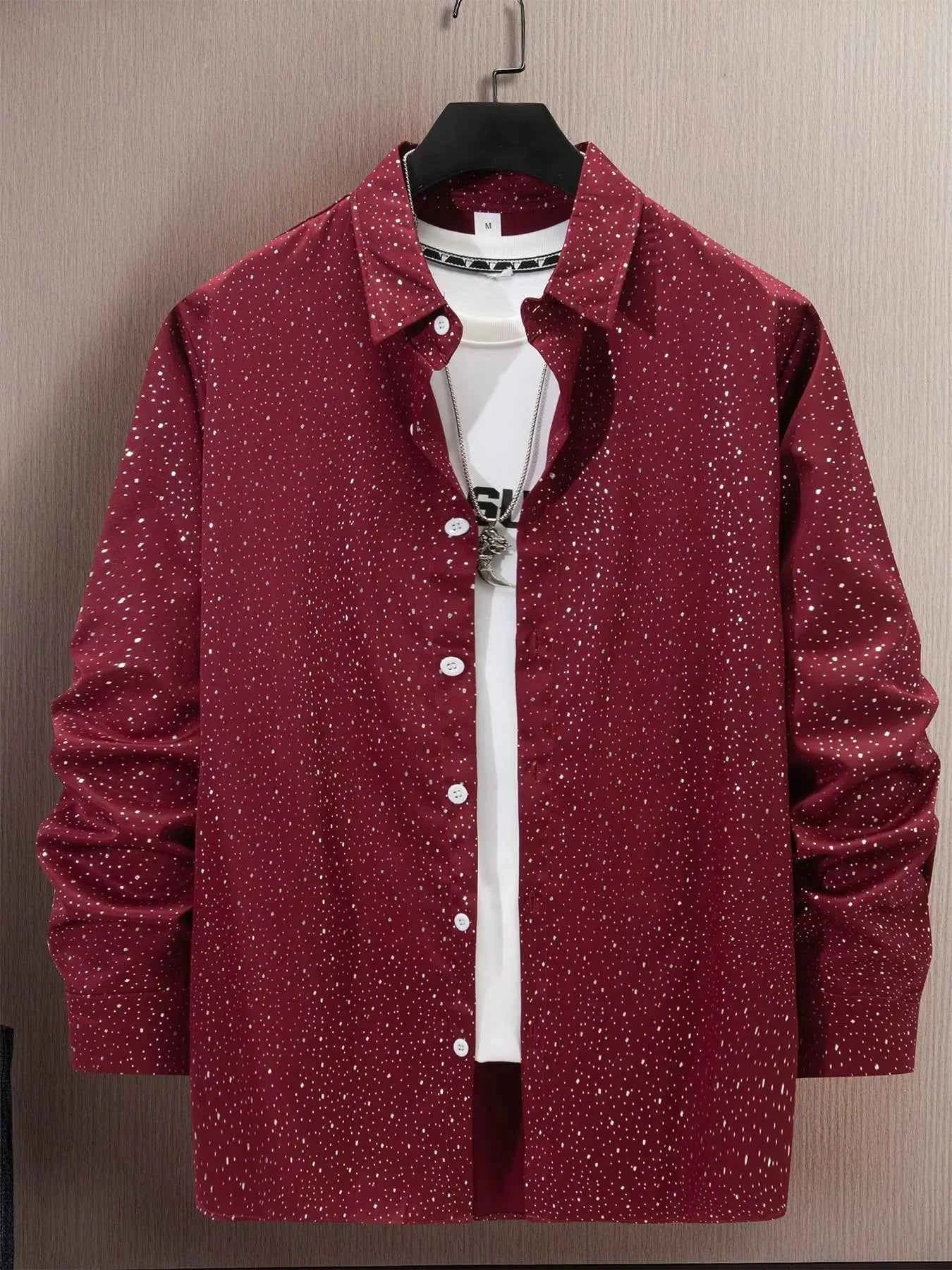 European and American men's shirts - Trendy sport and casual fashion - Decorated with gold printing - Casual wear style - Long s