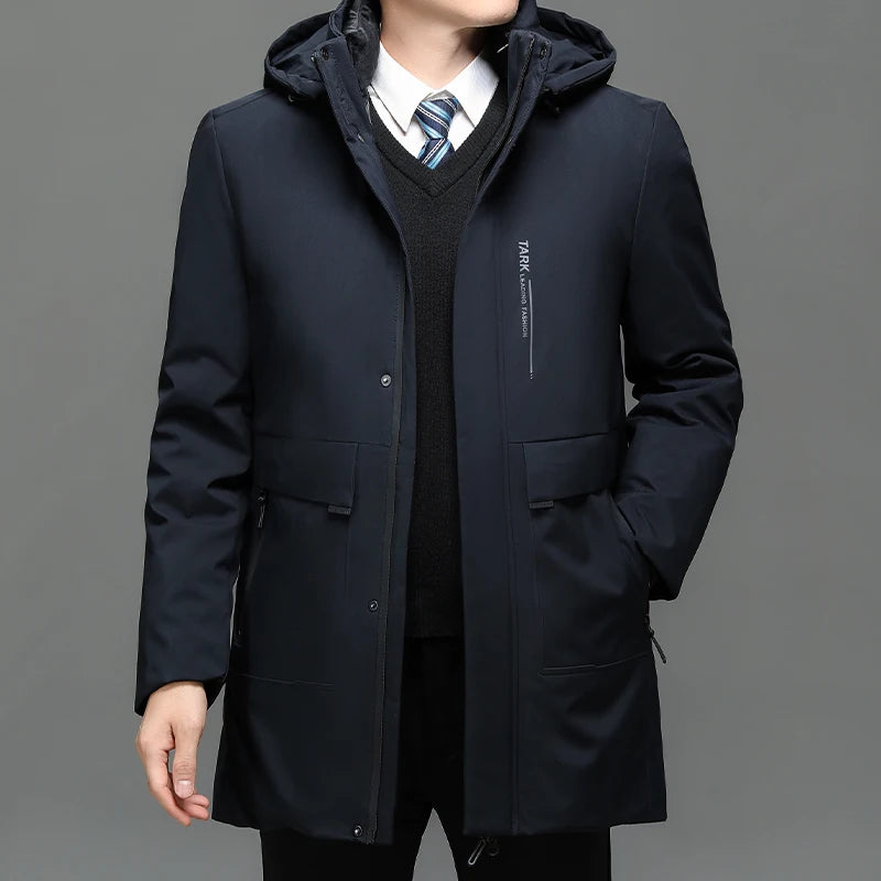 Men's Hooded Jackets Casual Outwear Long Parkas Men New Autumn Winter