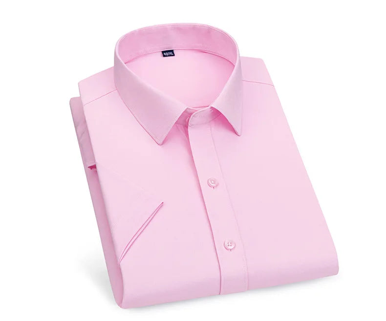 Men's short-sleeved shirt Business casual tooling solid color high-qua
