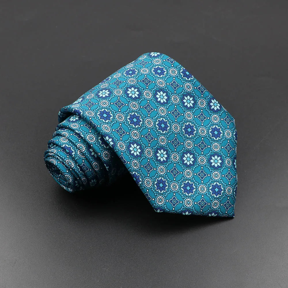 Men's Fashion Silk Tie 7. Soft Novelty Tie Blue Green Orange Color Tie