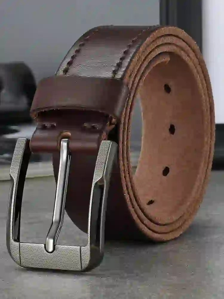 Belt men's genuine leather pin buckle men's leather belt business midd