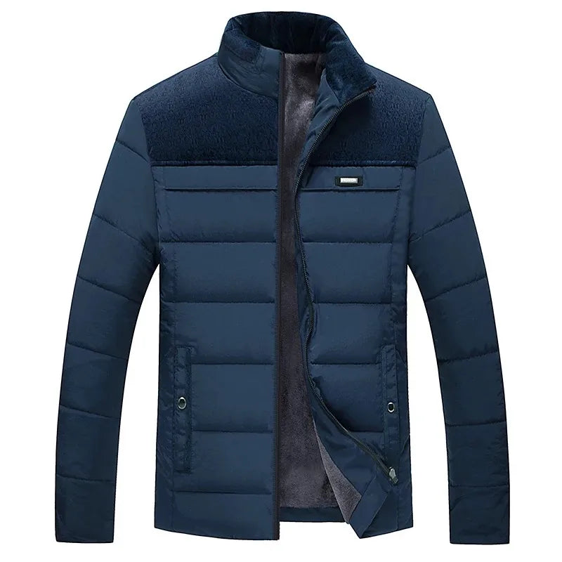 Puffer Jacket Men's Plush Thickened Parkas Stand Collar Jacket Men's C