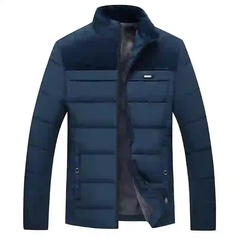 Puffer Jacket Men's Plush Thickened Parkas Stand Collar Jacket Men's C
