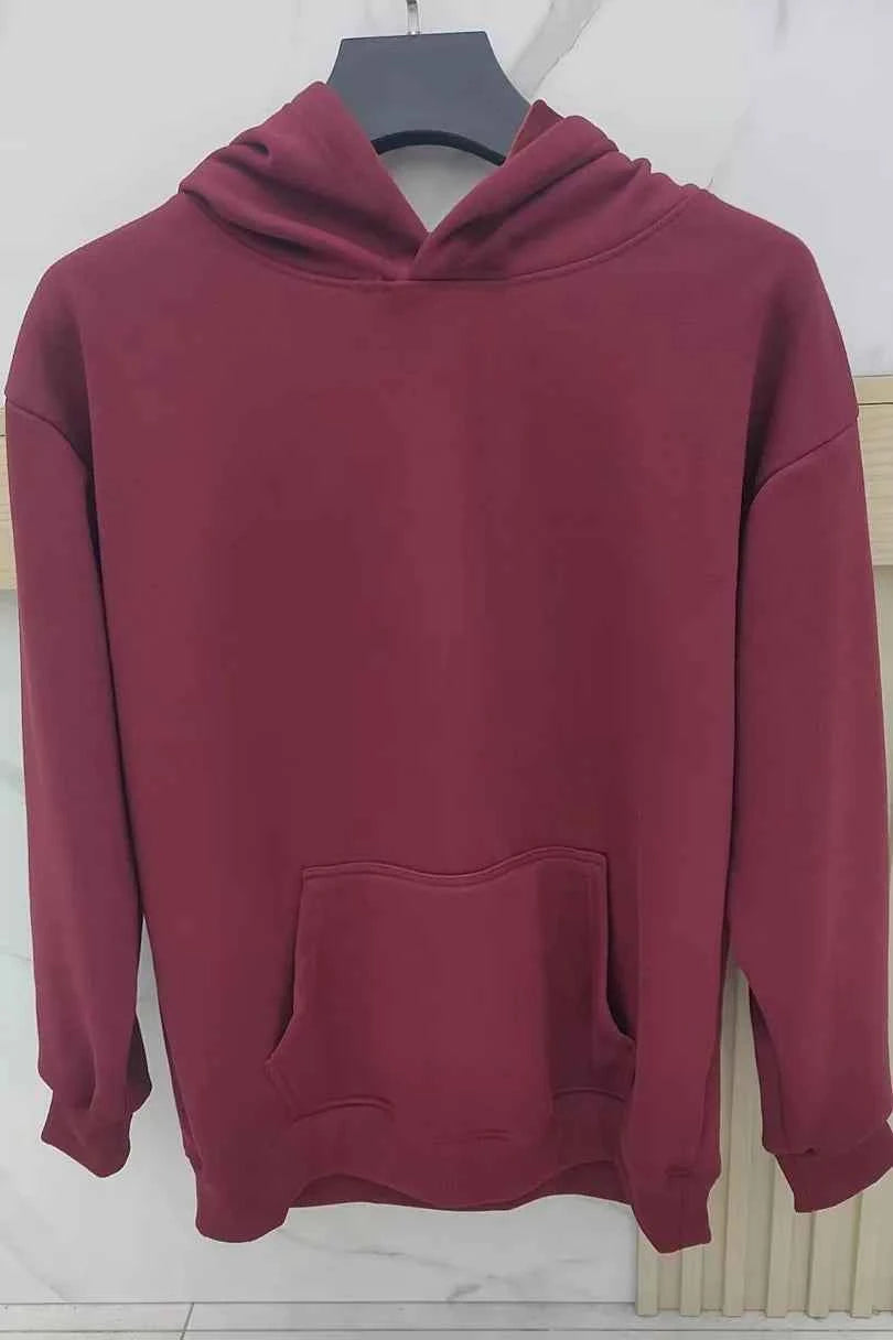 Oversized Basic Hoodie Men 450g Fleece thicken Loose Solid Unisex Autumn Winter Warm Women Sweatshirts Hooded Pullovers Male Top