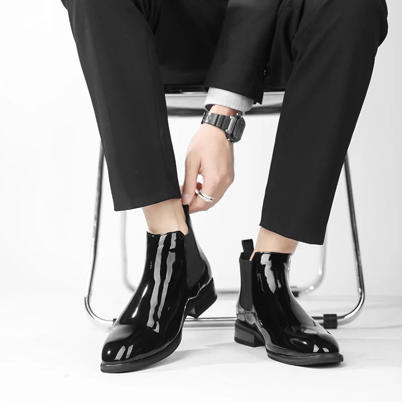 Black Chelsea Boots | Men’s Ankle Boots | Vintage Patent Leather
