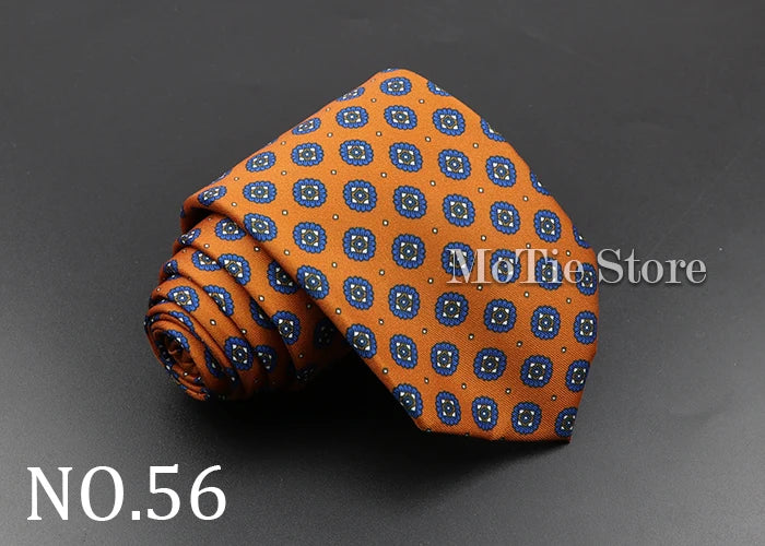 Men's Fashion Silk Tie 7. Soft Novelty Tie Blue Green Orange Color Tie