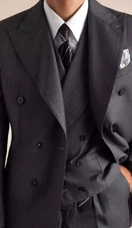 Italian Wool Suit | Men’s Double Breasted Tuxedo | 3 Piece Wedding Blazer