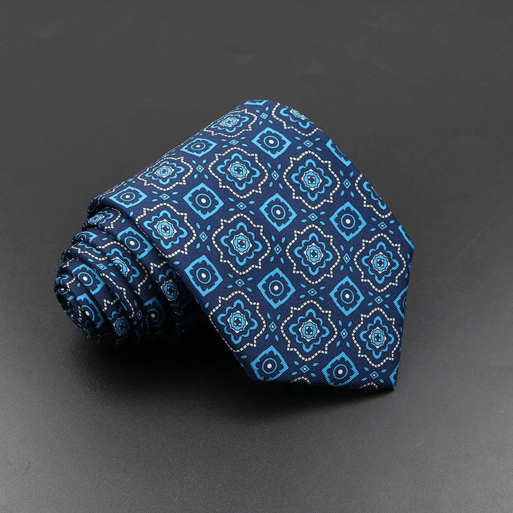 Men's Fashion Silk Tie 7. Soft Novelty Tie Blue Green Orange Color Tie