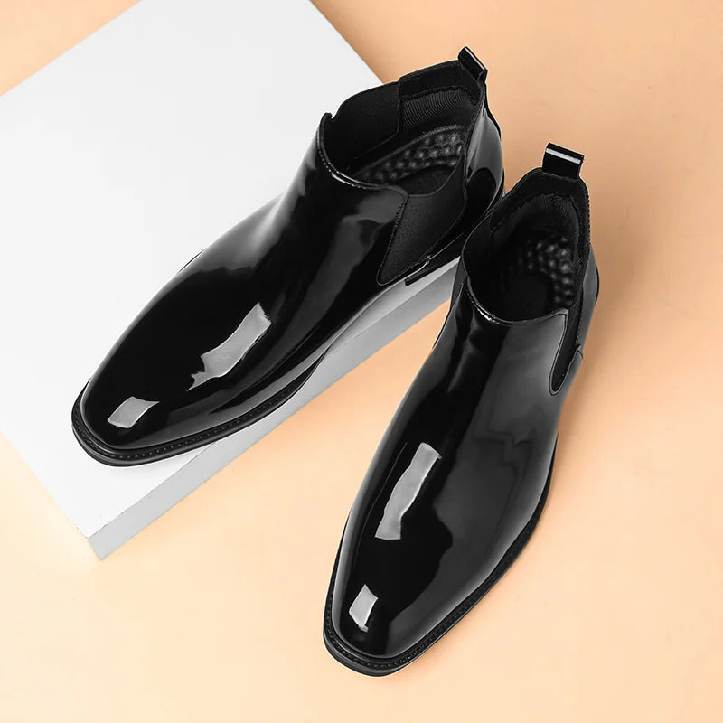 Black Chelsea Boots | Men’s Ankle Boots | Vintage Patent Leather