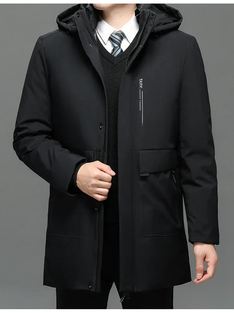 Men's Hooded Jackets Casual Outwear Long Parkas Men New Autumn Winter