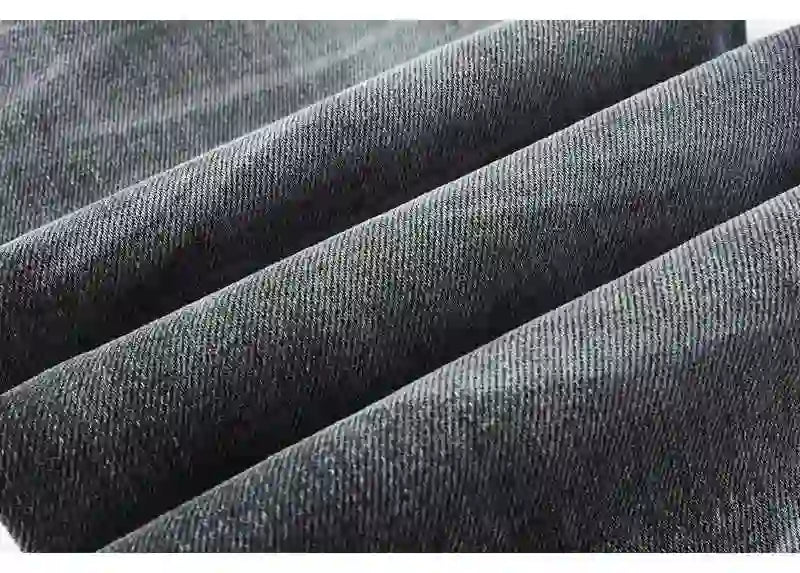 Designer fashion new denim jeans with stretch, slim fit, perforated, red patch washed, nostalgic black gray jeans, high street h