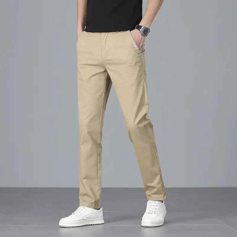 Men's casual pants 2025 New Spring and autumn casual straight business outdoor workwear thick cotton-like long pants