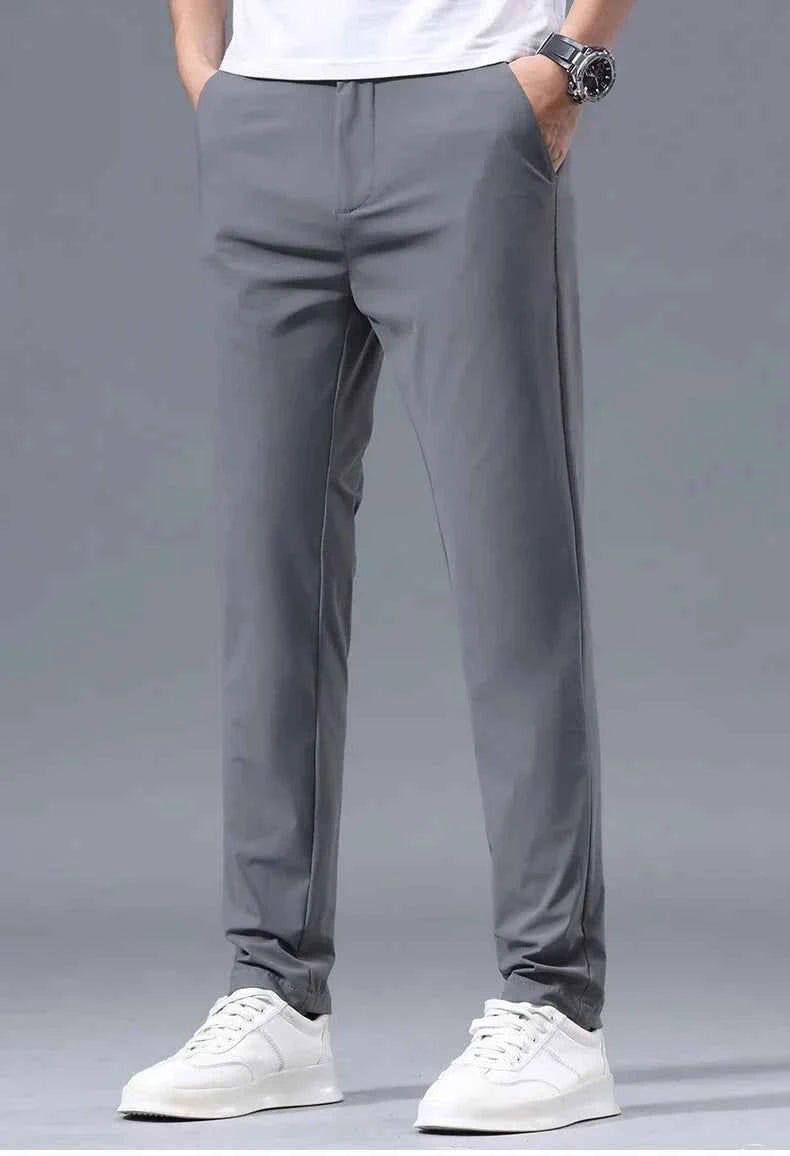Men's Thin Slim Straight Casual Pants Business Leisure Classic Spring Summer Trousers Brand Clothing Elasticity Male Pants