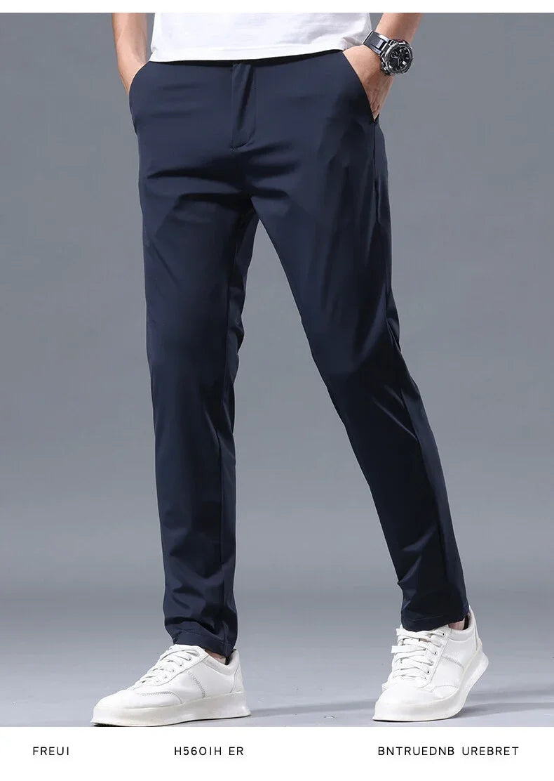 Men's Thin Slim Straight Casual Pants Business Leisure Classic Spring