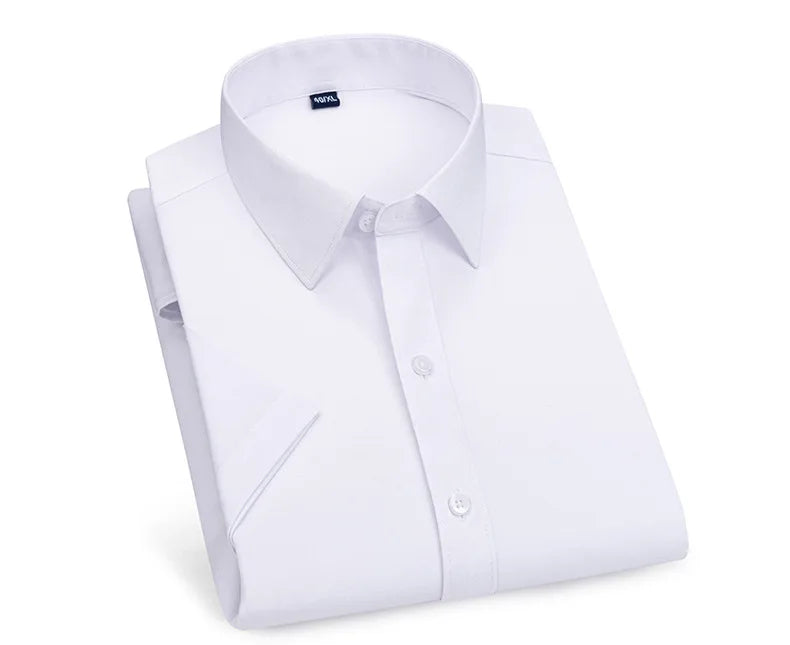Men's short-sleeved shirt Business casual tooling solid color high-qua