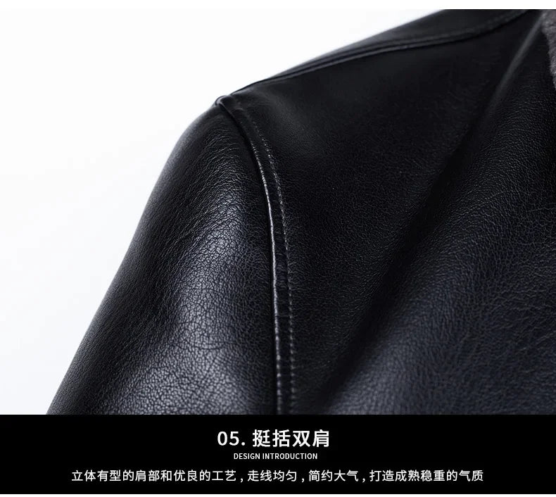 Men's Fur One Casual Thickened Motorcycle Jacket Men's Fashion Leather