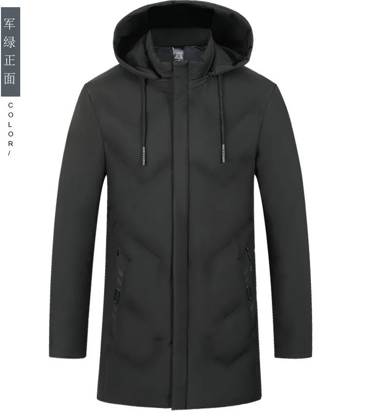 Top Grade Designer New Brand Men Parka Jacket Casual Fashion Hooded Pu
