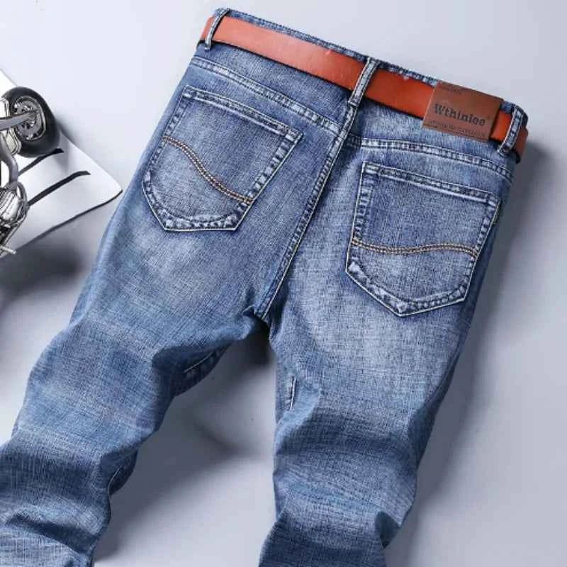 2025 Men’s High-Quality Denim Pants Spring Casual Business Straight Fit Loose Elasticated Mens Pants for Daily Wear Office Wor