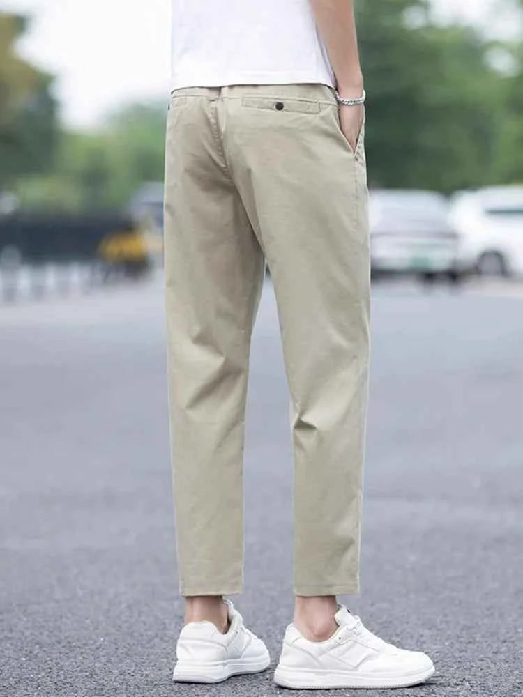 Mens Clothes Spring Summer Thin Casual Pants Men Slim Fashion Stretch Business Korean Trousers Social Leisure Ankle Length Pants