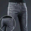 Slim Skinny Jeans Herr Nya Elastiska Koreanska Design Mode Flerknapps B