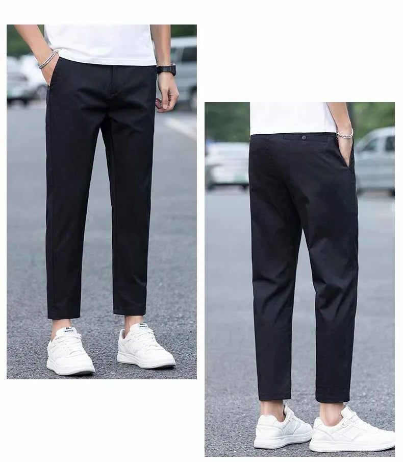 Mens Clothes Spring Summer Thin Casual Pants Men Slim Fashion Stretch Business Korean Trousers Social Leisure Ankle Length Pants