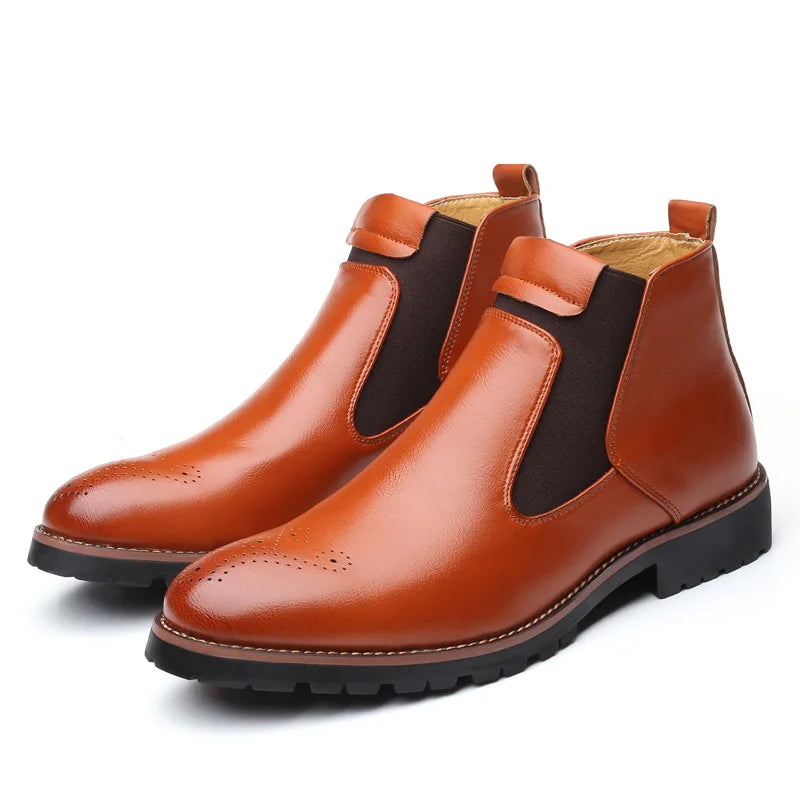 Chelsea Boots Men | Leather Ankle Boots | British Brogue Shoes