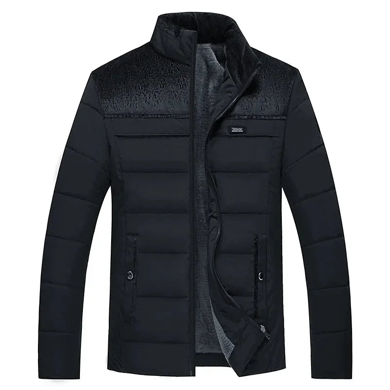 Puffer Jacket Men's Plush Thickened Parkas Stand Collar Jacket Men's C