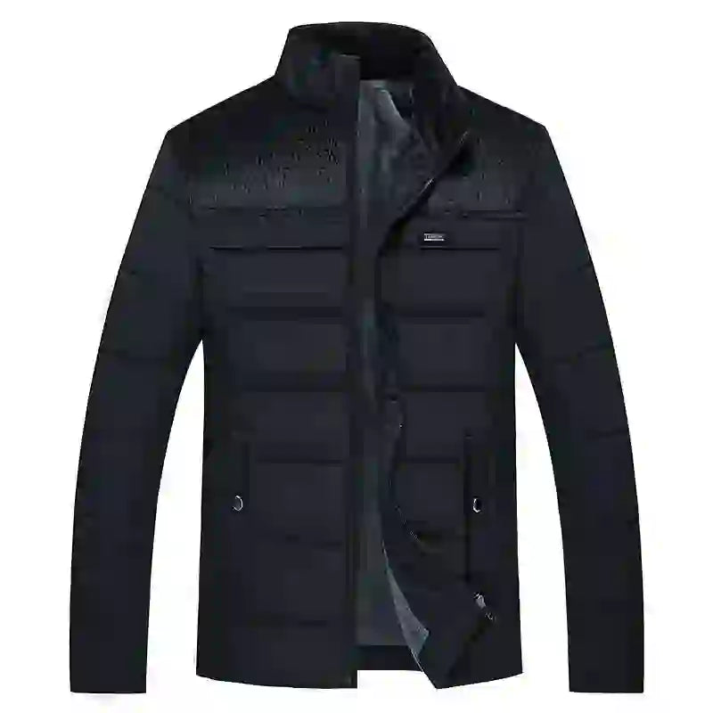 Puffer Jacket Men's Plush Thickened Parkas Stand Collar Jacket Men's C