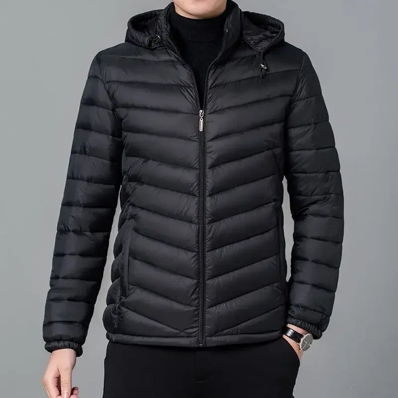 Man Padded Coat Hooded Down Jackets For Men Lightweight Puffer Padding