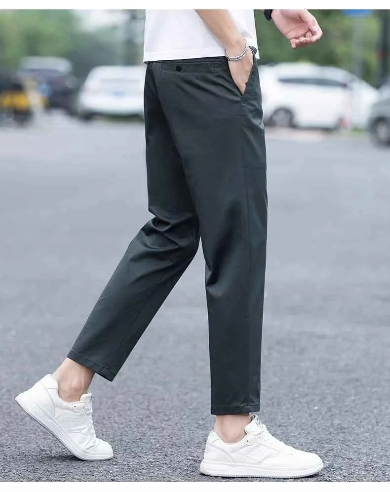 Mens Clothes Spring Summer Thin Casual Pants Men Slim Fashion Stretch Business Korean Trousers Social Leisure Ankle Length Pants
