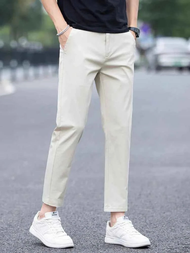 Mens Clothes Spring Summer Thin Casual Pants Men Slim Fashion Stretch Business Korean Trousers Social Leisure Ankle Length Pants